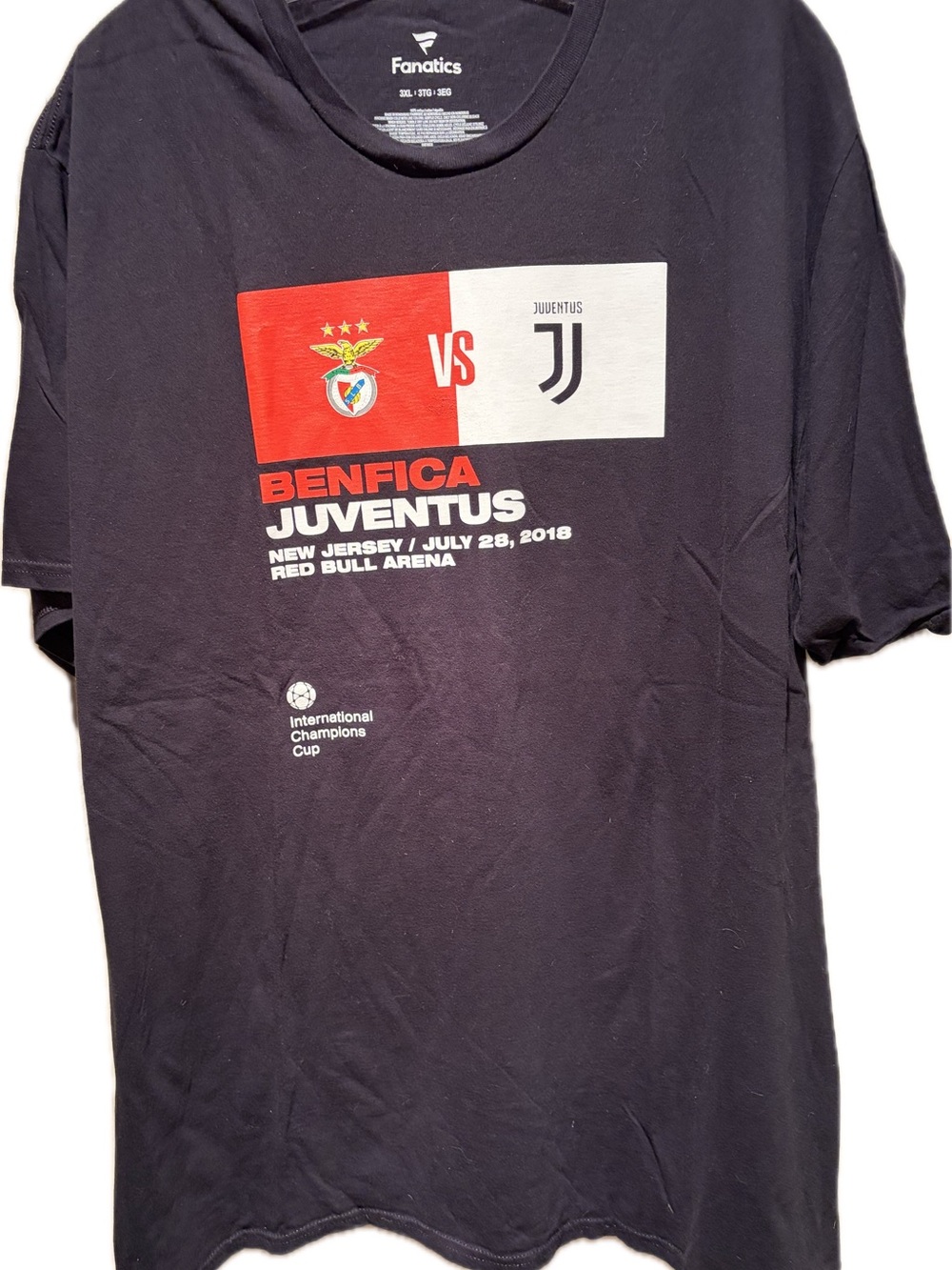 Fanatics Black Benfica vs Juventus Graphic Tee with Red Accent